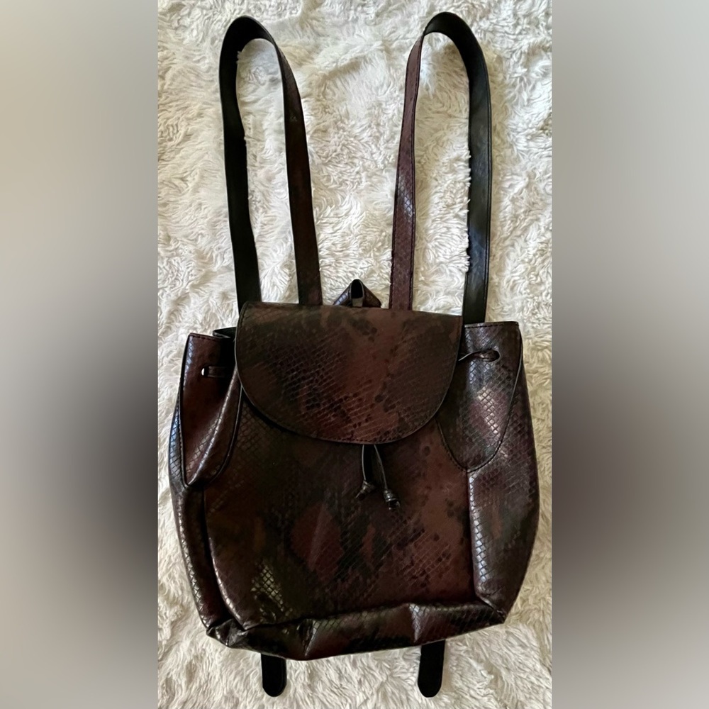 ASOS Brown/Black Croc Embossed Faux Leather Backpack Bag